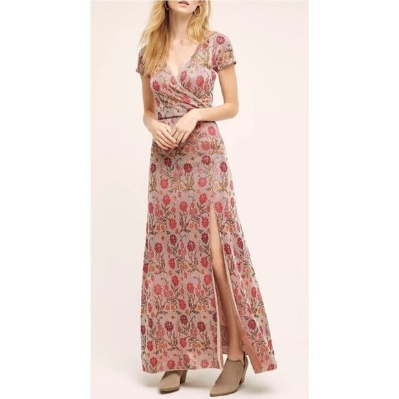 Anthropologie Cecilia Prado Posy Maxi Floral Print Sweater Dress | L Pink, Boho - Picture 1 of 14